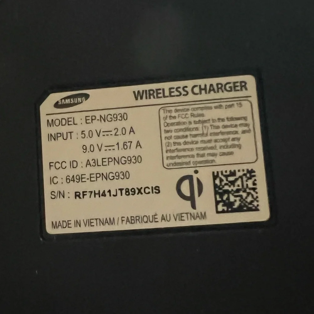 Samsung Fast Charge, Wireless Charger, Model EP-NG930